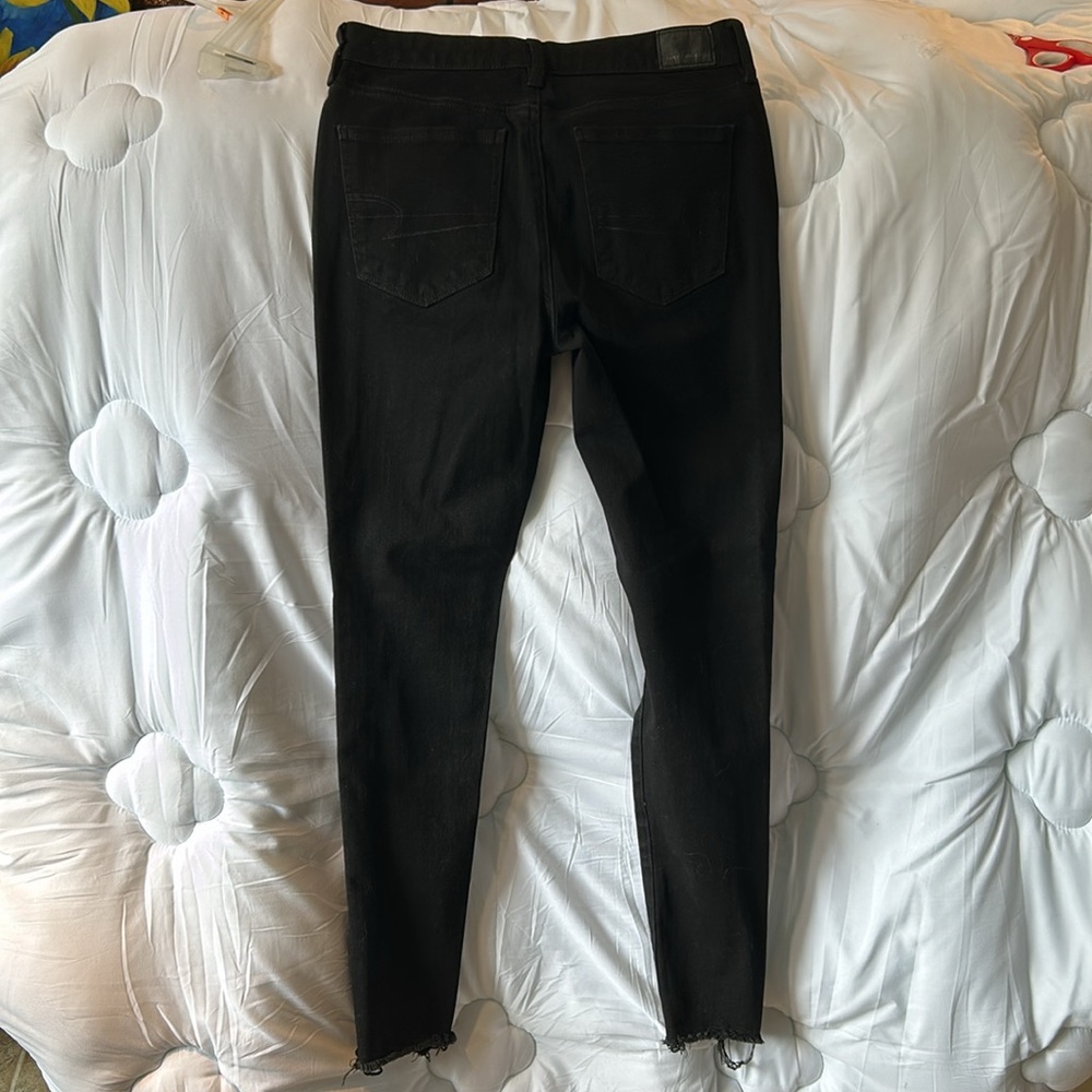 AE Ripped Black Hi Rise Jegging Dream Jean - Picture 3 of 5